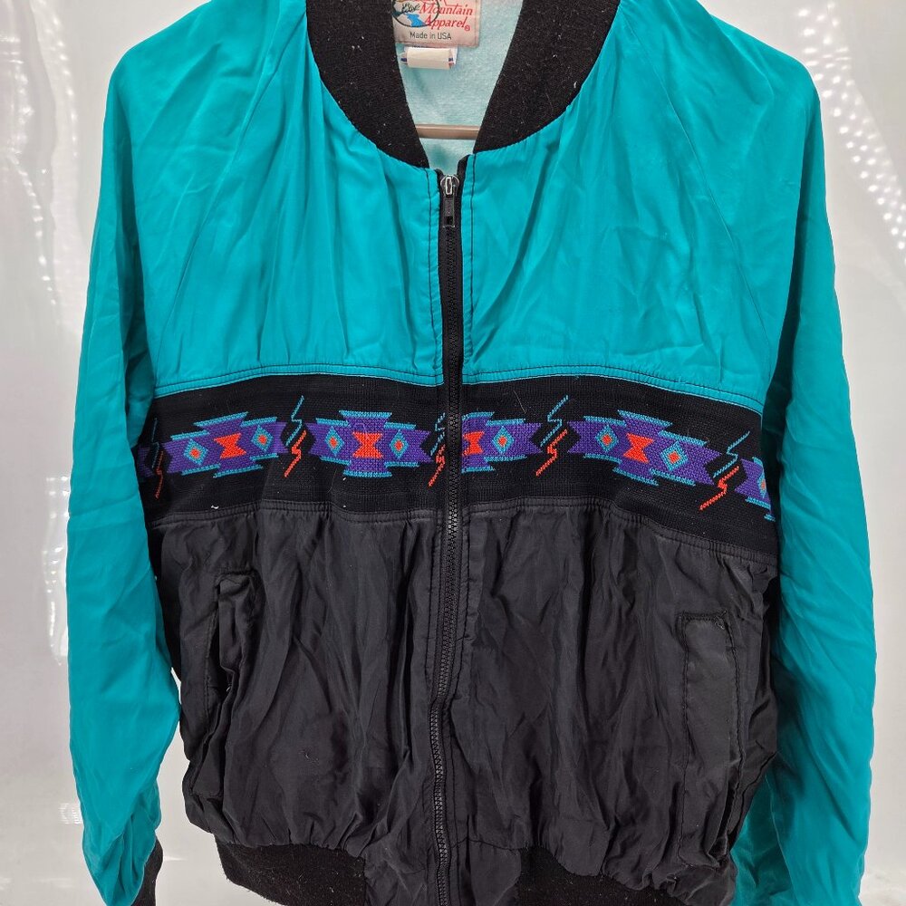 Vintage Ozark Mountain Apparel Aztec Style Teal Blue NO HOOD Jacket Size M